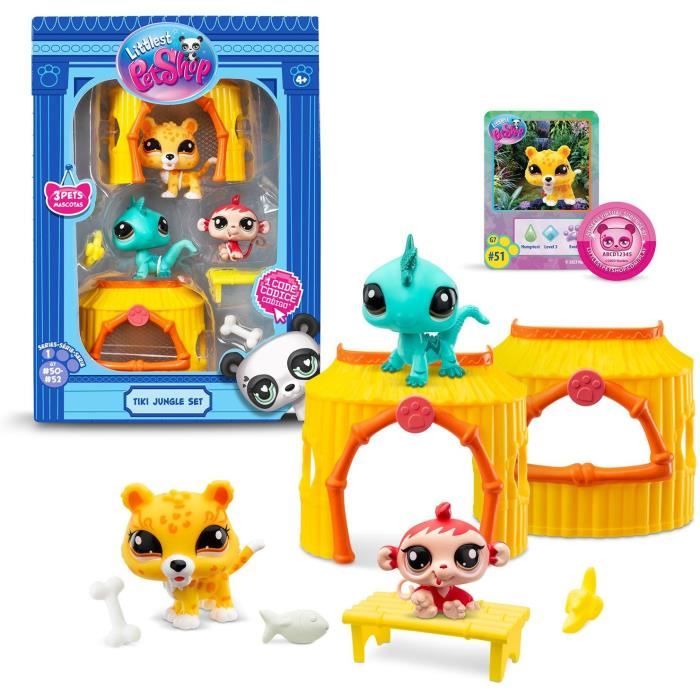 Bandai - Littlest Pet Shop - Tiki Jungle Pack - 3 Animali E Accessori - Bf00515