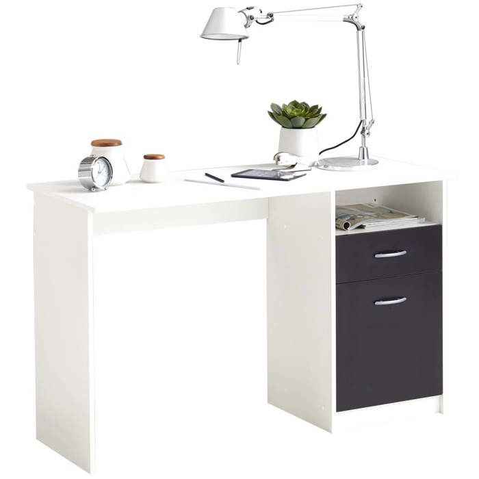 Scrivania Jackson - Decoro Bianco P/nero - L123 X A76,5 X P50 Cm - Made In Germany