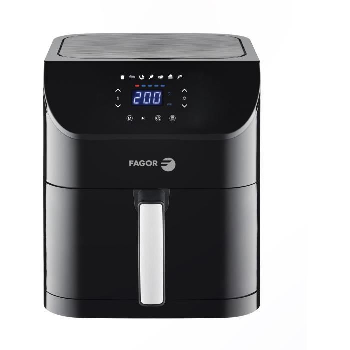 Friggitrice Senza Olio - Fagor - Airfryer Xl - 8 L - 1800 W - Touch Screen - 7 Preimpostazioni Di Cottura - Timer - Nero