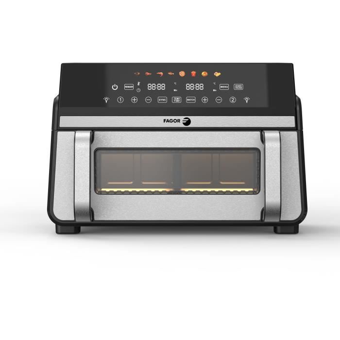 Friggitrice Senza Olio Fagor - Airfryer Fg10af - Capacità 11l - Doppia Vasca Da 5,5l - Divisore Rimovibile - 2200w