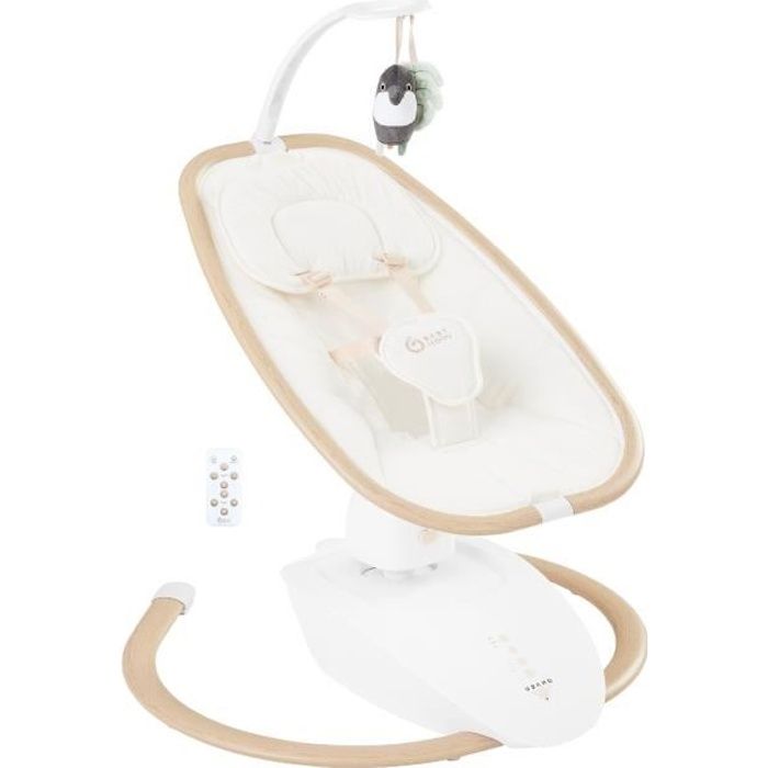 Babymoov Altalena Baby Swoon Hoop - Telecomando Incluso, Ultra Comfort, Design Elegante, Sedile Girevole A 90°, Arco Gioco