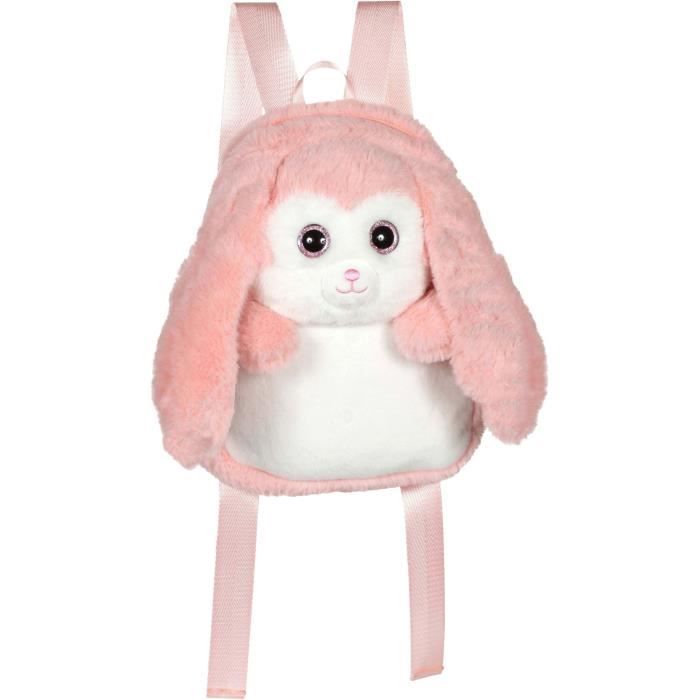 Fluffy Bag - Gipsy Toys - Zaino Di Peluche - Coniglio Rosa E Bianco 30 cm