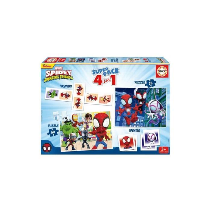 2 Giochi Educativi Di Base E 2 Puzzle - Educa - Educa Superpack Spidey E I Suoi Fantastici Amici