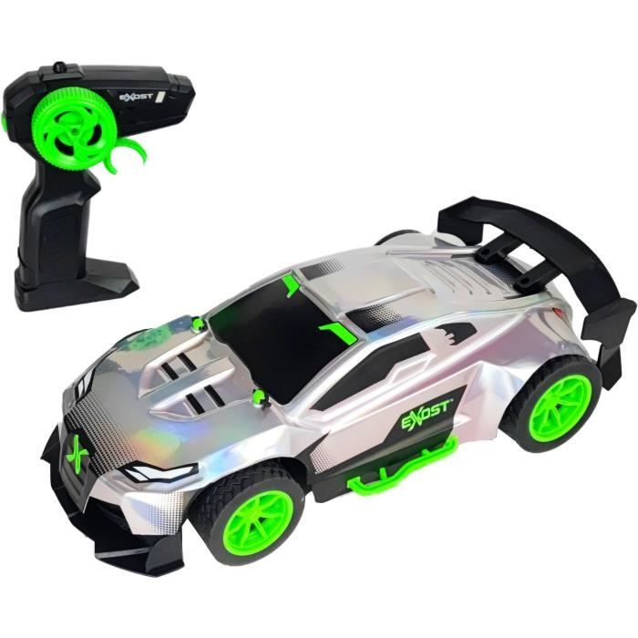 Auto Telecomandata - Exost - Metallo Cromato 1:14 - 15 Km/h - 31 -5 Cm - Argento E Verde - 5 Anni