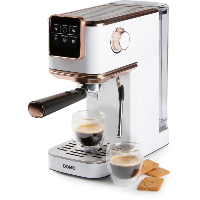 Macchina Per Caffè Espresso 3 In 1 - Domo - Do746k - 1350 W - 20 Bar - Bianco / Rosa