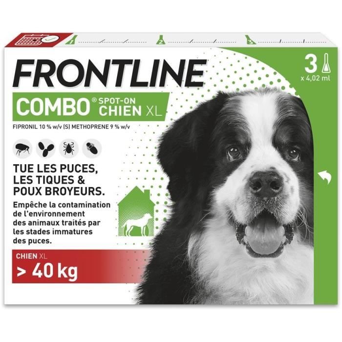 Frontline 3 Pipette Antiparassitarie Combo Cane > 40 Kg - Pulci, Zecche, Pidocchi Masticatori