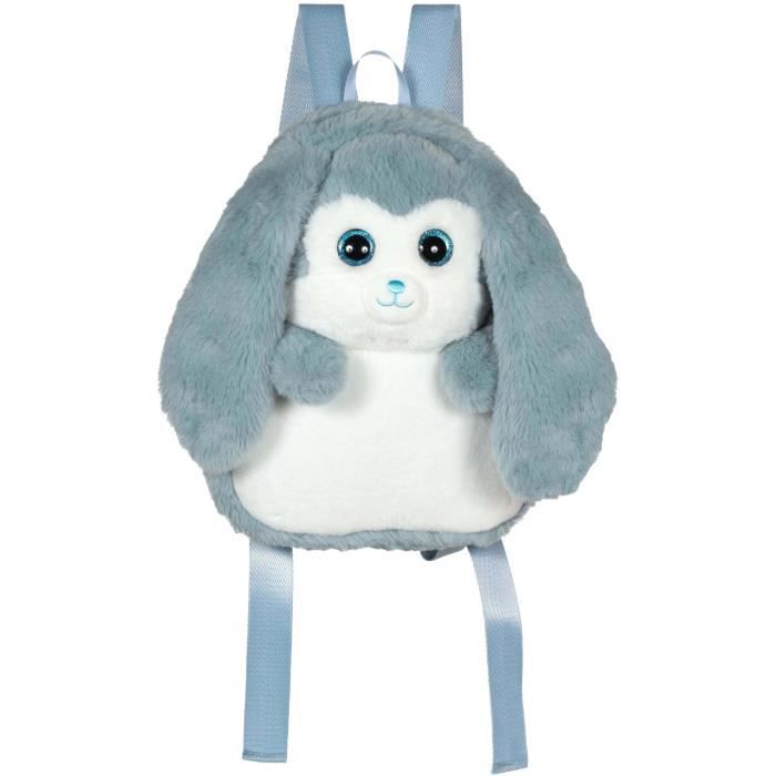 Fluffy Bag - Gipsy Toys - Zaino Di Peluche - Coniglio Blu E Bianco 30 cm