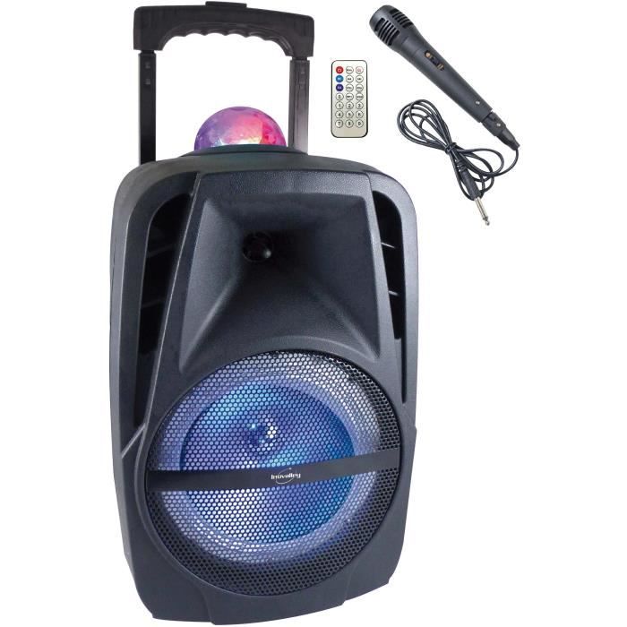 Inovalley Ka116bowl - Altoparlante Luminoso Bluetooth 450w - Funzione Karaoke - Sfera Caleidoscopio Led Multicolore - Porta Usb