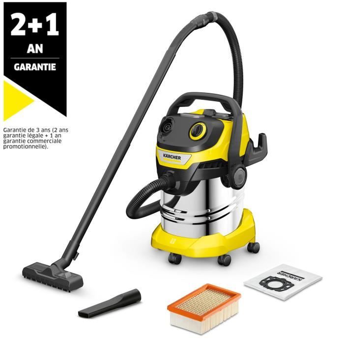 Aspiraliquidi E Secchi Karcher Wd 5 S V-30/5/22 - Serbatoio In Acciaio Inox Da 30 L - 1100w (funzione Soffiante)