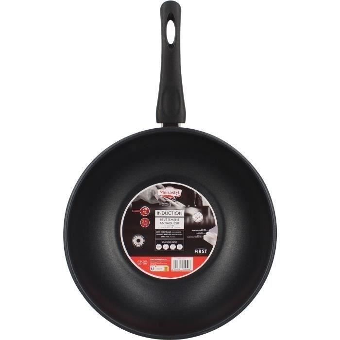 Wok - Menastyl - 6020252 - Acciaio Inox - 28 Cm - Adatto A Tutti I Piani Cottura, Anche A Induzione
