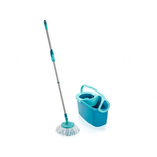 Leifheit 52101 Set Clean Twist Disc Mop Ergo Lavapavimenti, Secchio E Scopa Facili Da Usare, Manico Telescopico