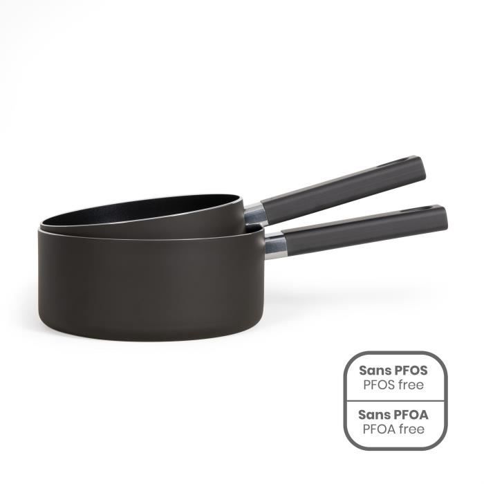Set Di 2 Pentole - Livoo - Mep154n - Antiaderente Senza Pfoa Né Pfos - Manico In Silicone - Tutti I Piani Cottura, Inclusa Induzione