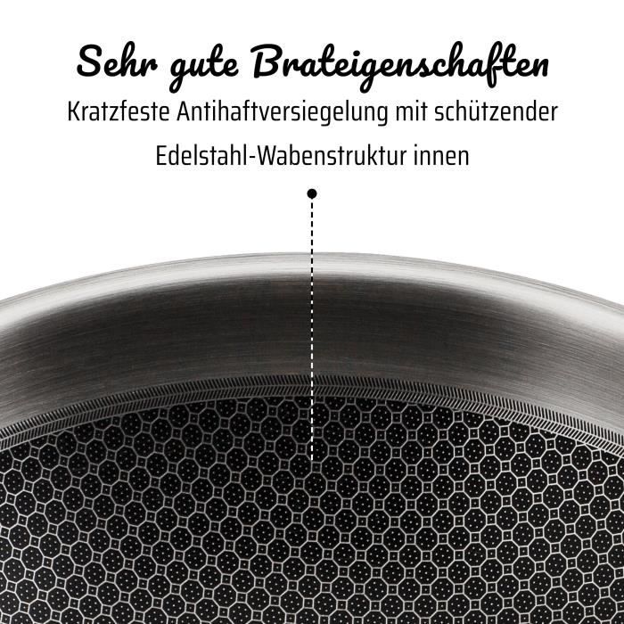 Gsw Wok Pro Con Coperchio - Ø 32 Cm - Fondo A 3 Strati - Manico Rivettato - Acciaio Inossidabile - Tutte Le Fonti Di Calore Inclusa L'induzione - Image 4