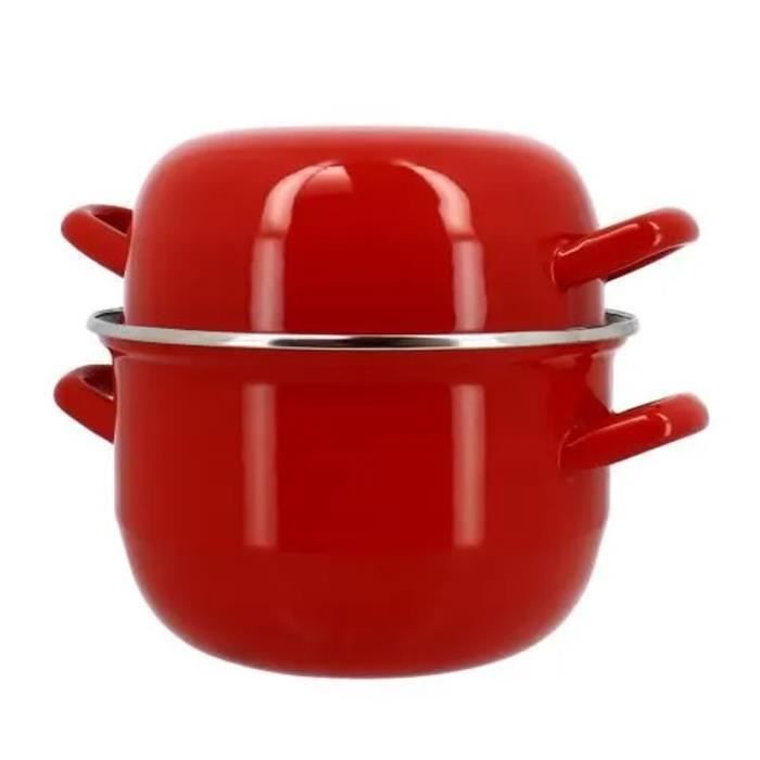 Pentola Per Cozze - Menastyl - 3645562 - Acciaio Smaltato - Nero - 18 Cm - 2,7 Litri - Adatta A Tutti I Piani Cottura, Inclusa L'induzione