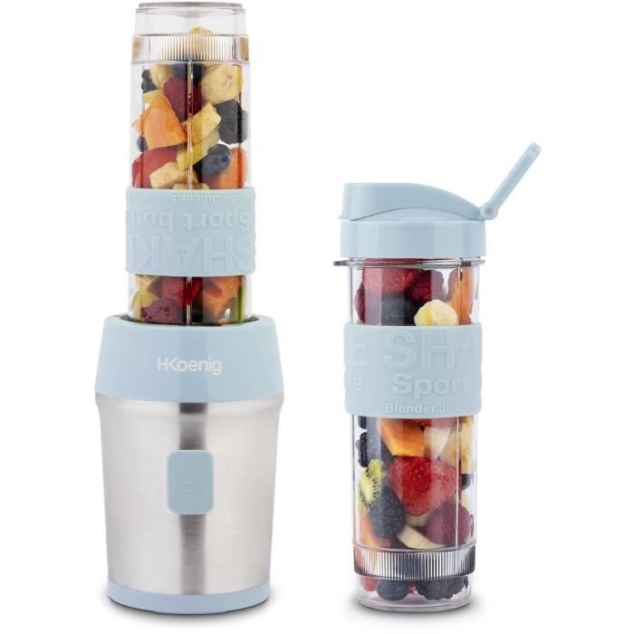 Mini Frullatore - Smoo16 - 300 W - 570 Ml - Blu Pastello - 2 Bottiglie D'acqua Incluse