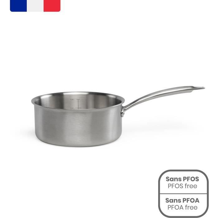Brigade - Pentola In Acciaio Inox 18 Cm - Livoo - Mep160 - Triplo Strato In Acciaio Inox - Adatta A Tutti I Piani Cottura, Compresa L'induzione - Pro