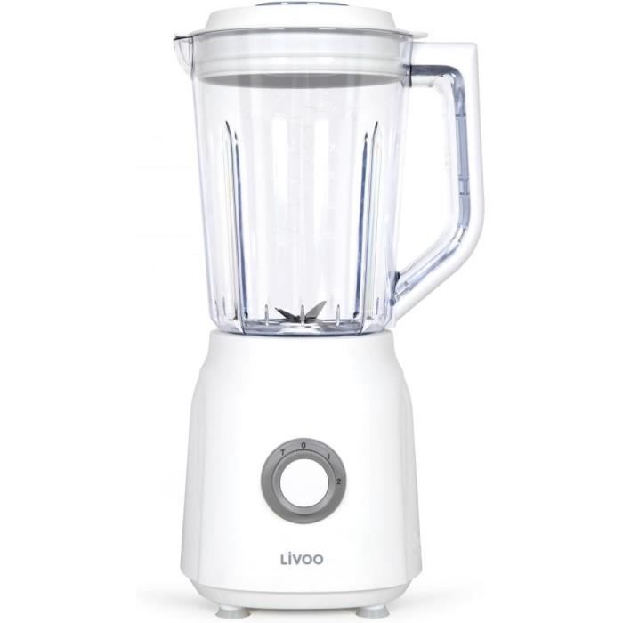 Frullatore - Livoo - 1,5 L - 600 W - 22.000 Giri/min - 2 Velocità - Turbo Bianco