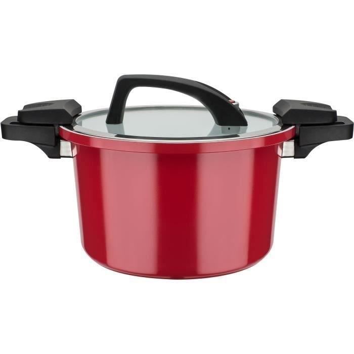 Pentola A Bassa Pressione - Gsw - 24 Cm - 6 L - Alluminio Forgiato - Induzione - Rosso