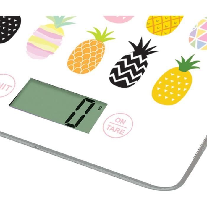 Little Balance 8341 Bilancia Da Cucina Elettronica Sottile - 5 Kg / 1 G - Piano In Vetro Temperato - Extra Piatto - Bd Ananas - Image 5