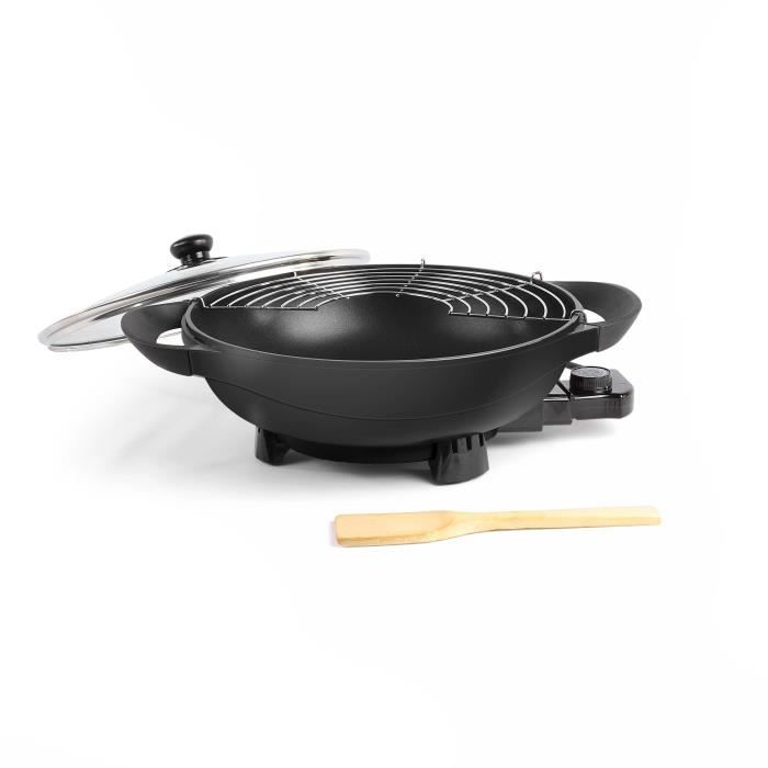 Wok Elettrico - Livoo - Doc128n - 1500w - 4l, 6 Persone - Ø33 Cm - Rivestimento Antiaderente - Termostato Regolabile E Rimovibile