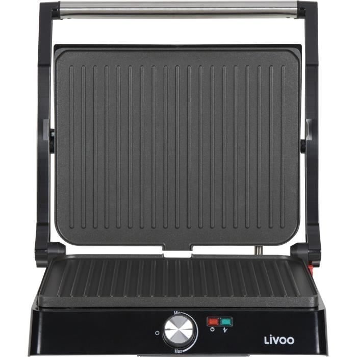 Griglia Per Carne E Panini - Livoo - Doc223 - 2200w - 2 Piastre - Antiaderente - Superficie Di Cottura 29 X 23 Cm - Spie Luminose