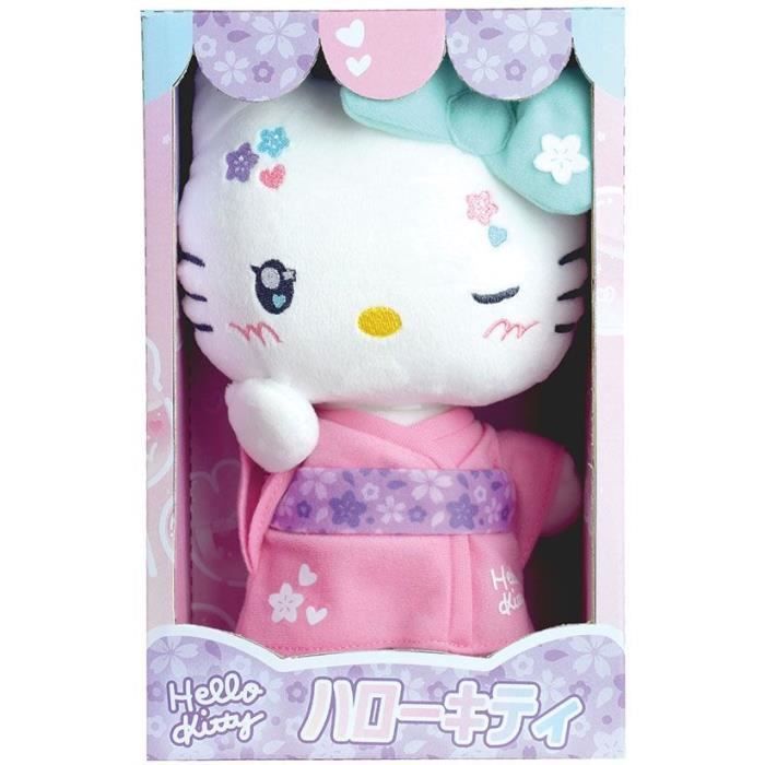 Hello Kitty Kimono Kawai Peluche +- 22 Cm - Jemini - Versione Kawai Con Kimono Rosa E Infradito.