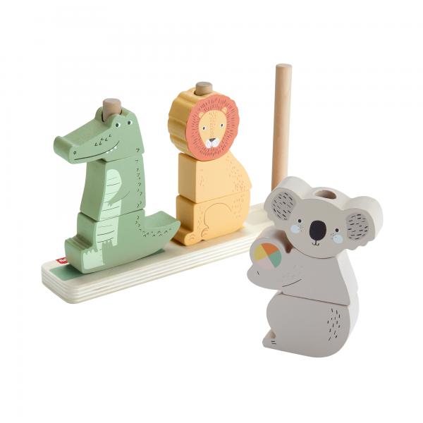 Animali Da Impilare E Ordinare In Legno FisheR-Price, 10 Pezzi Hxv04