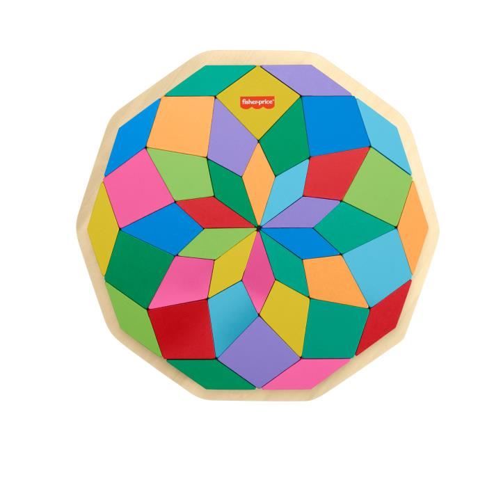 Puzzle Mandala In Legno FisheR-PricE-Puzzle Con Motivi Geometrici Da 40 Pezzi Hxt94 - Image 3