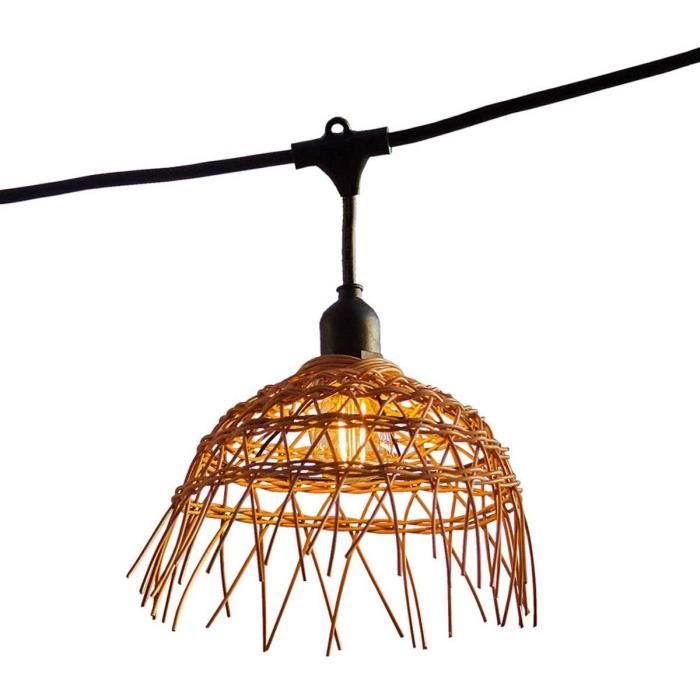 Catena Luminosa - Lumisky - Hawaii Light - Collegabile - Esterno - Paralume In Polyrattan - 10 Lampadine A Filamento Led E27