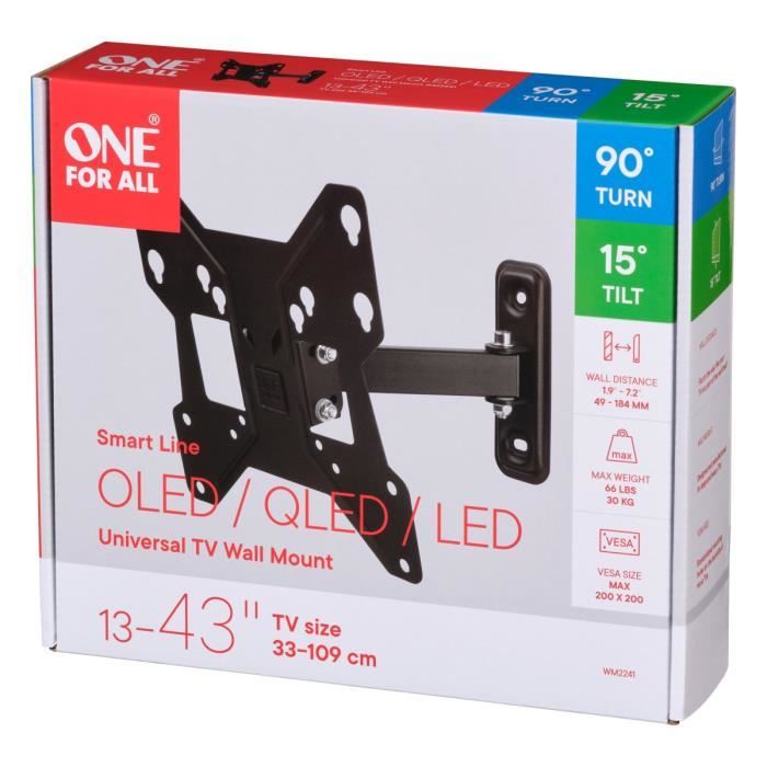 One For All Wm2241 - Supporto Da Parete Inclinabile E Ruotabile (90 °) Per Tv Da 13 A 40 (da 33 A 102 Cm) - Nero - Image 4