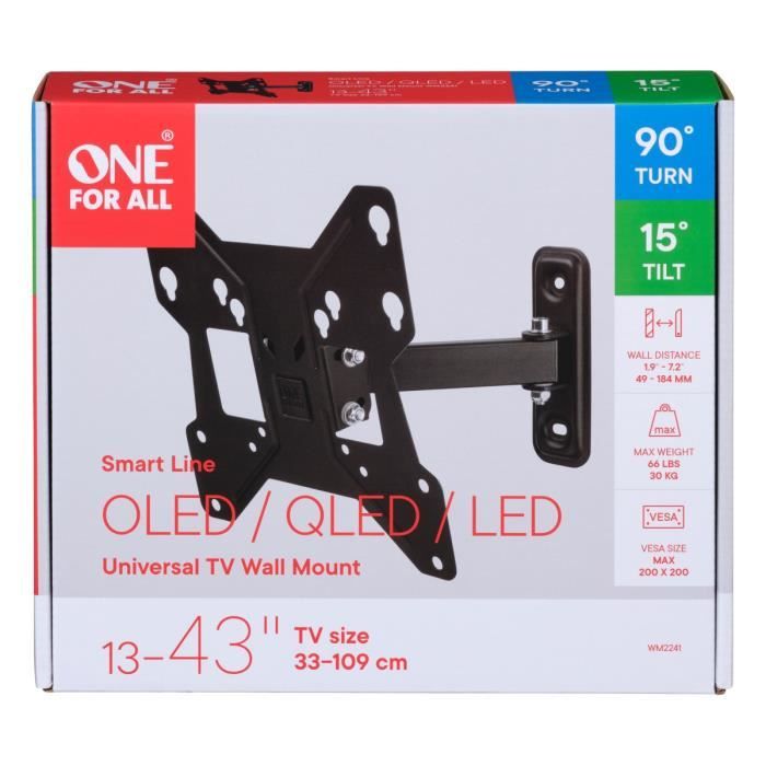 One For All Wm2241 - Supporto Da Parete Inclinabile E Ruotabile (90 °) Per Tv Da 13 A 40 (da 33 A 102 Cm) - Nero - Image 5