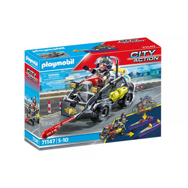 Playmobil - Quad Bandito Trasformabile - Ufficiali Di Polizia - City Action - Unità D'élite