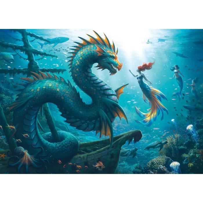 Puzzle Da 1000 Pezzi: Drago, Sirena E Tartarughe Marine, Dai 14 Anni In Su, Monster, 12001434, Ravensburger