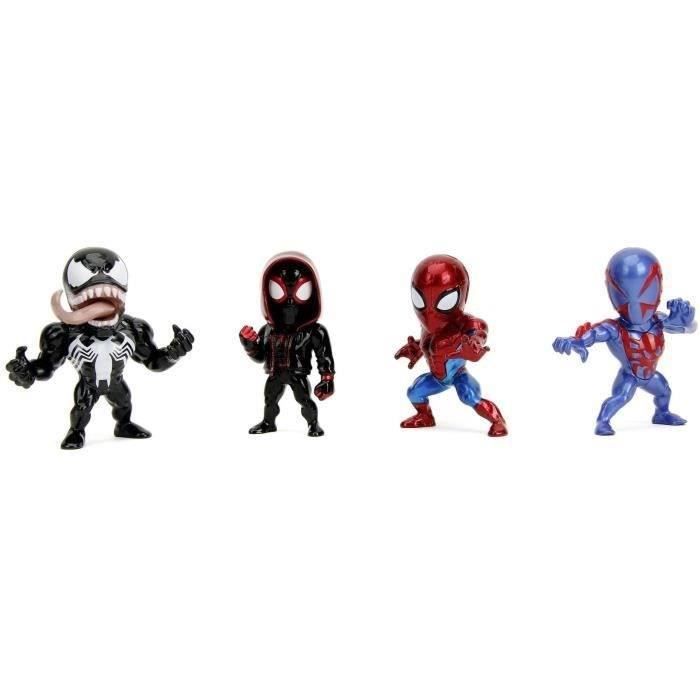 Jada - Statuetta Marvel - Set 4 Pezzi Spiderman - Metallo - 6 Cm - Da 8 Anni In su