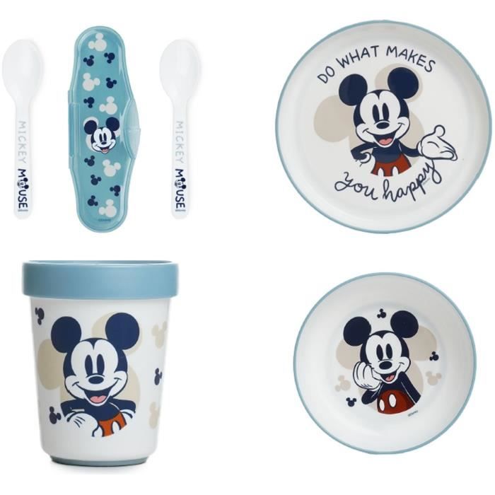 Confezione Pasto Thermobaby Mickey 2a Età - 3 Piatti + Una Tazza + 1 Cucchiaio