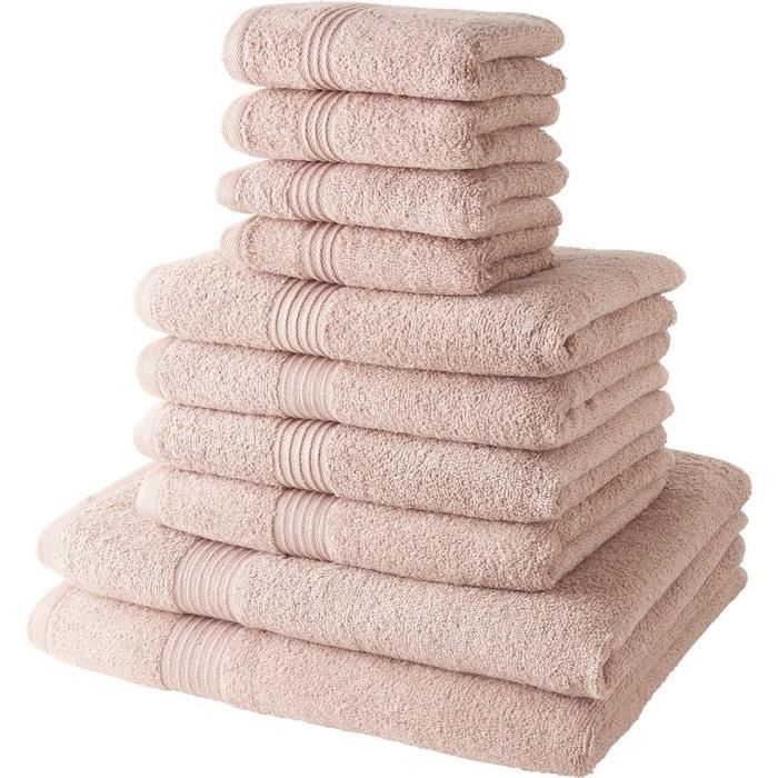 Set 4 Asciugamani Bagno Today 30x50 + 4 Asciugamani Bagno 50x90 + 2 Teli Bagno 70x130 Cm 100% Cotone - Rosa Sabbia