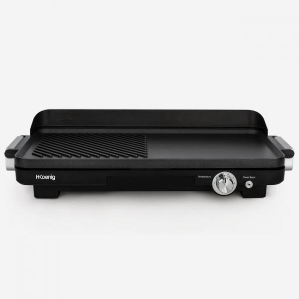 Hkoenig Grx330 - Plancha A Doppia Zone - 50x25cm - 1800w - Rivelazione Anti -Addesiva - Funzione Grill Turbo - Termostato Regolabile