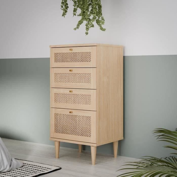 Cassettiera - Calasettea - 4 Cassetti - Decoro Rovere - 50,4 X 41,4 X 108,8 cm