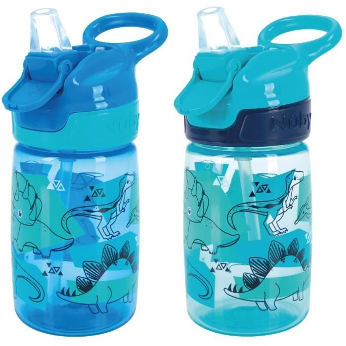 Set Di 2 Borracce - Nuby - Incredible Gulp - 360 Ml - Dinosauri