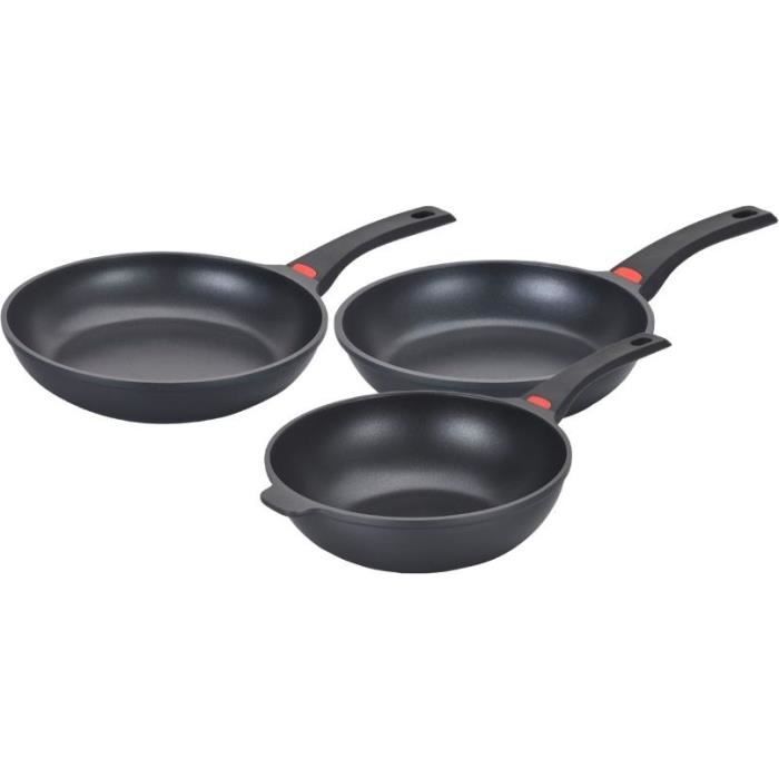Set Di Pentole - Tutti I Piani Cottura, Inclusa L'induzione - Baumalu - Alluminio Pressofuso - Antiaderente - 3 Pezzi - Nero