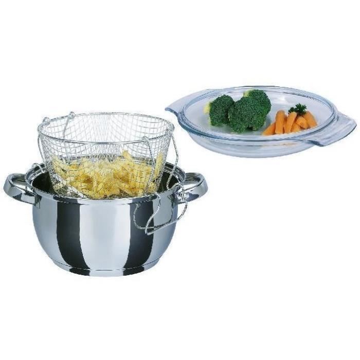 Friggitrice - Gsw - 488204 - Induzione - 22 Cm - Coperchio In Vetro - Acciaio Inox