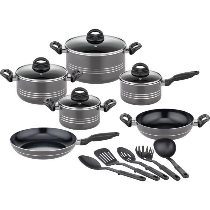 Set Di Pentole - Induzione - Gsw - Milano Grey - 15 Pezzi - Alluminio Massiccio - Grigio