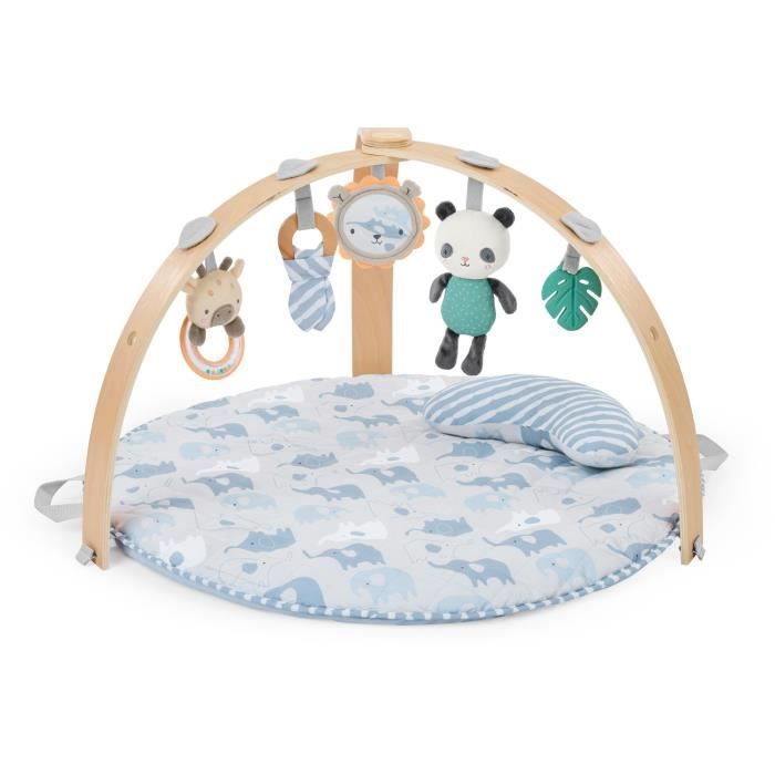 Tappetino Da Gioco Pieghevole Per Bambini Ingenuity Cosy Spot Elephant, Cuscino Reversibile, Arco Da Gioco In Legno, Specchio E Giocattoli Sensoriali