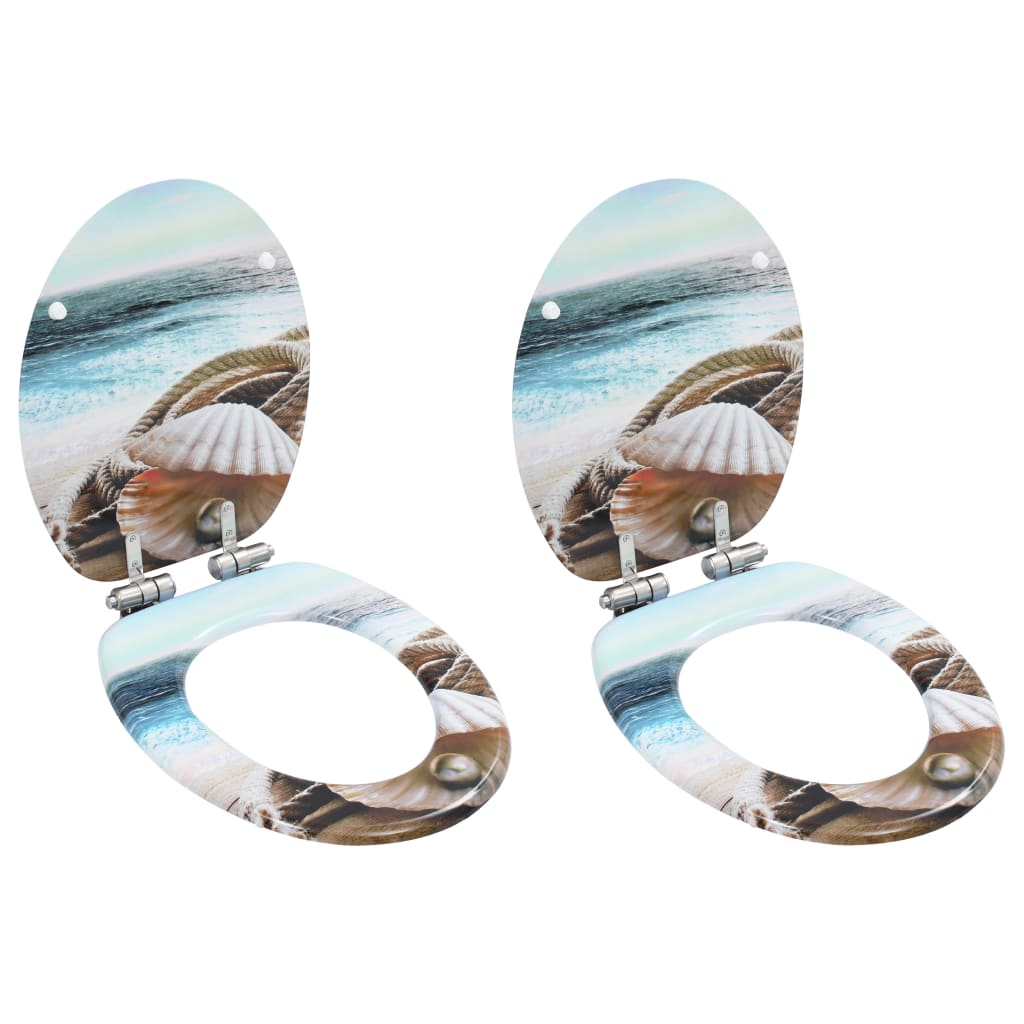 vidaXL Toilettensitze 2 Stk. mit Soft-Close-Deckel MDF Muschel-Design