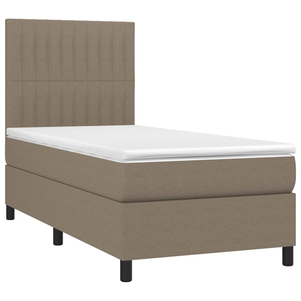 vidaXL Boxspringbett mit Matratze & LED Taupe 90x200 cm Stoff - Image 3