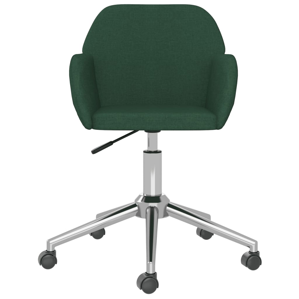 vidaXL Silla de oficina giratoria de tela verde oscuro - Image 3