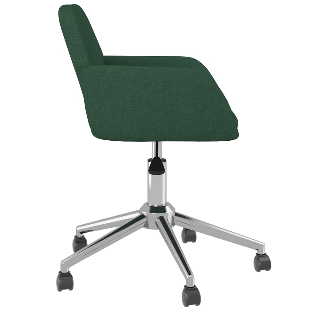 vidaXL Silla de oficina giratoria de tela verde oscuro - Image 4