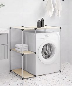 vidaXL Waschmaschinenregal Creme 87x55x90,5 cm Eisen