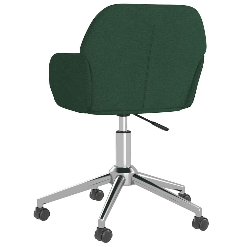 vidaXL Silla de oficina giratoria de tela verde oscuro - Image 5