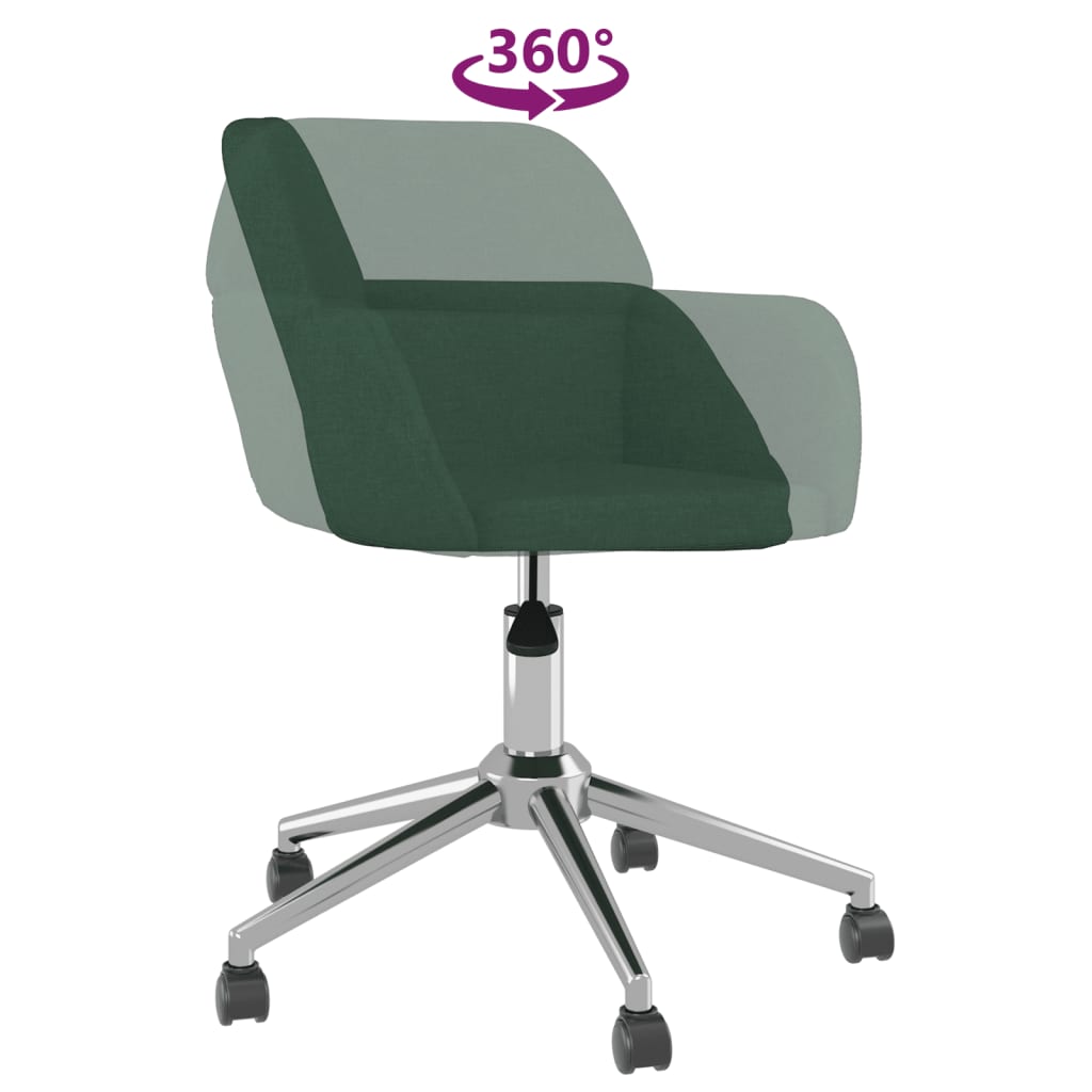 vidaXL Silla de oficina giratoria de tela verde oscuro - Image 6